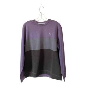 Puma Long sleeve UPF 40 Pullover Shirt Purple Gray Size Large NEW
